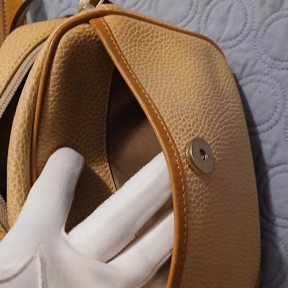 Lancel Paris~ Tan Crossbody Bag with Structured Design, Goldtone Accents - Picture 7 of 11